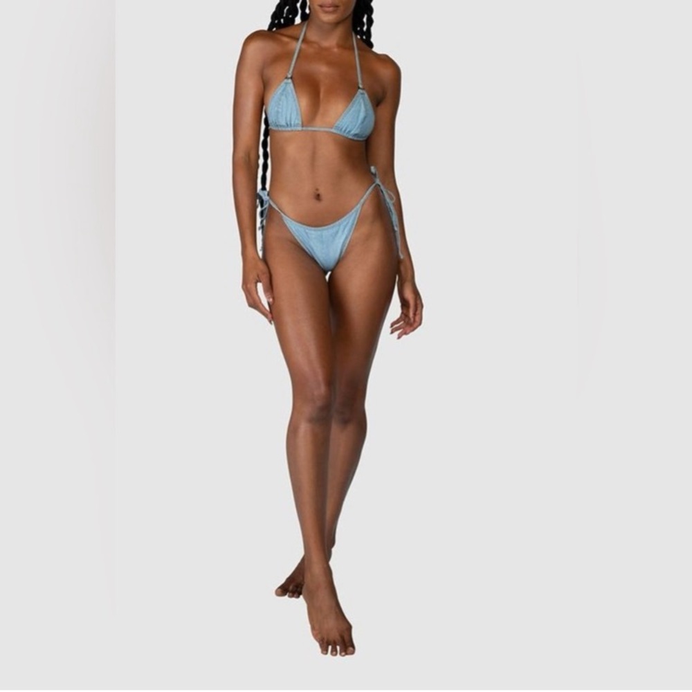 Jagger & Stone Australia Andi Denim High Cut String Bikini Set S 6